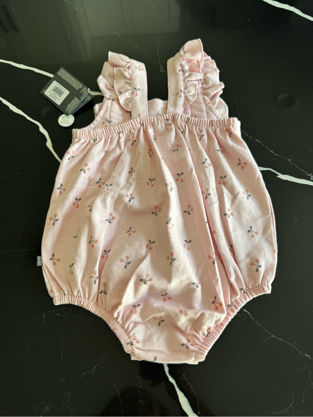 Pink Floral Ruffle Baby Romper - Picture 3 of 4